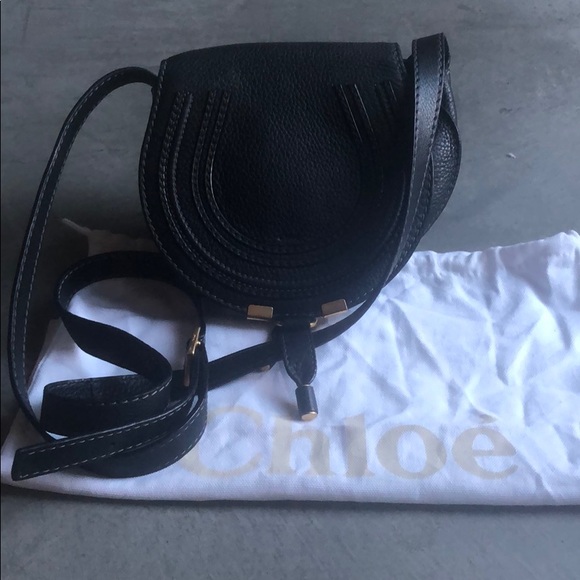 Chloe Handbags - Chloe AUTH small Marcie calf saddle bag black